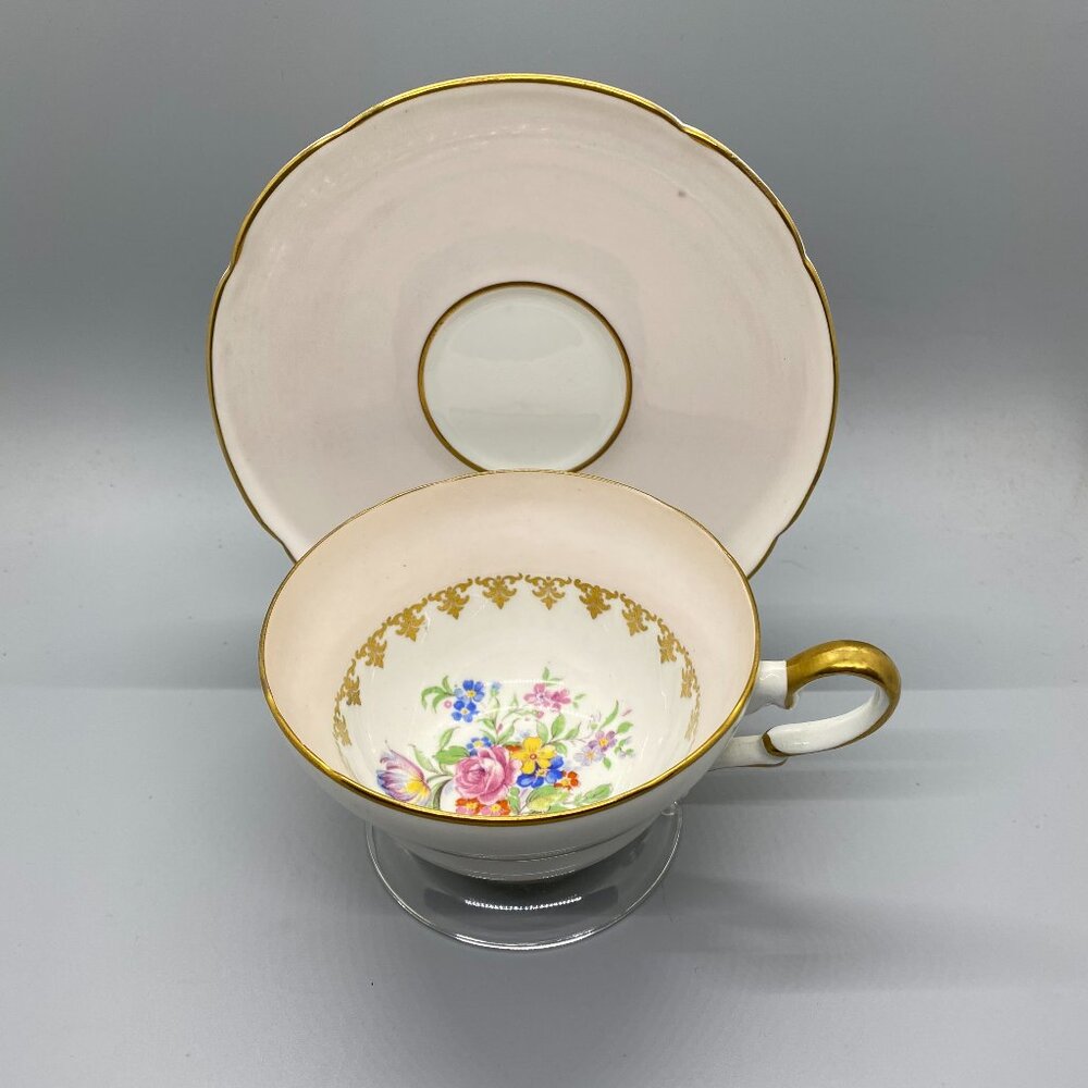 Spencer Stevenson Pink Spring Bouquet Tea Cup Saucer Set with Display Stand